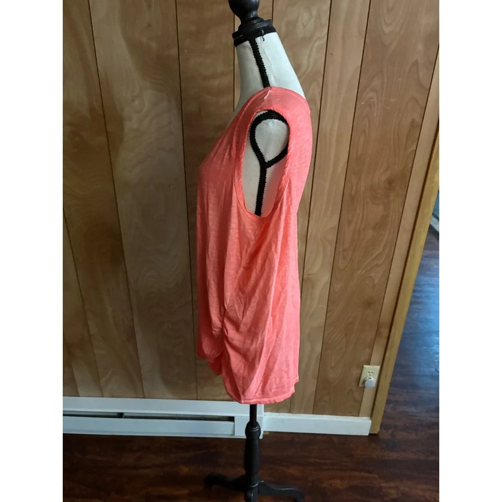 Lane Bryant Pink Coral Slub Knit Ruched Side Sleeveless Tank Top Plus Size 14/16